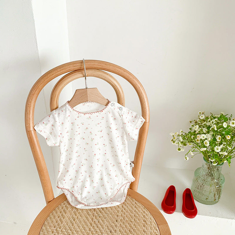 Baby Summer Lightweight Romper Newborn Clothes Floral Girl Baby Onesie Summer 100-Day Knit Bodysuit