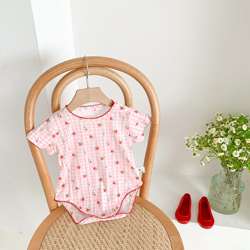 Baby Summer Lightweight Romper Newborn Clothes Floral Girl Baby Onesie Summer 100-Day Knit Bodysuit