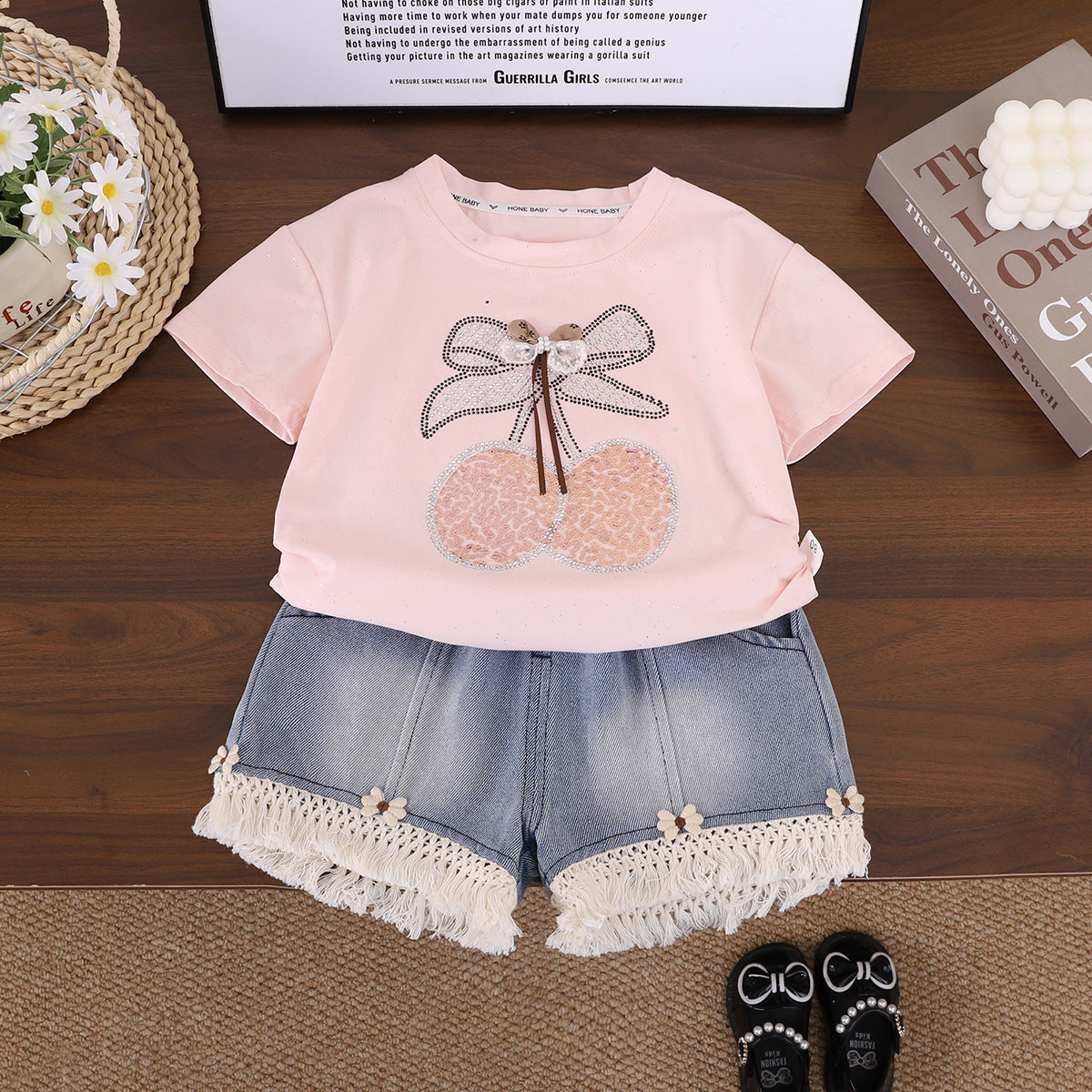 Baby girl summer clothes short sleeved shorts two-piece set