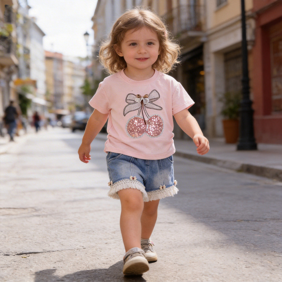 Baby girl summer clothes short sleeved shorts two-piece set