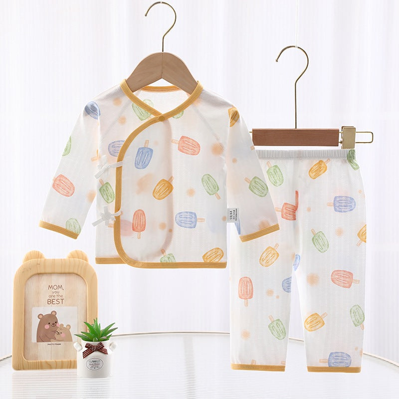 Baby pajamas summer air-conditioned clothes baby split clothes pure cotton home clothes