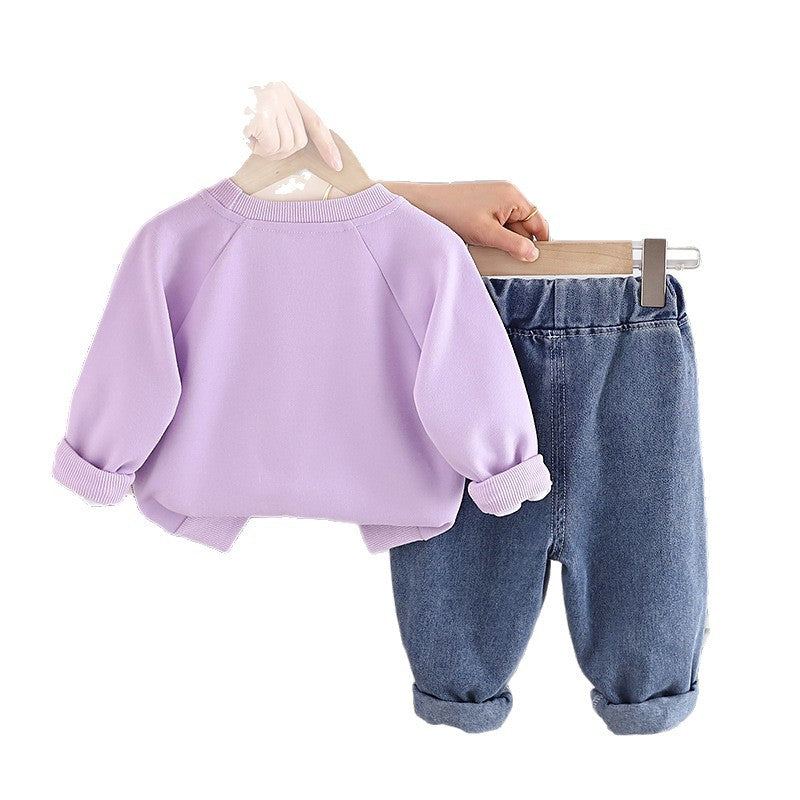 Clothes Baby Girl Autumn Cartoon Hoodie Two Piece Set